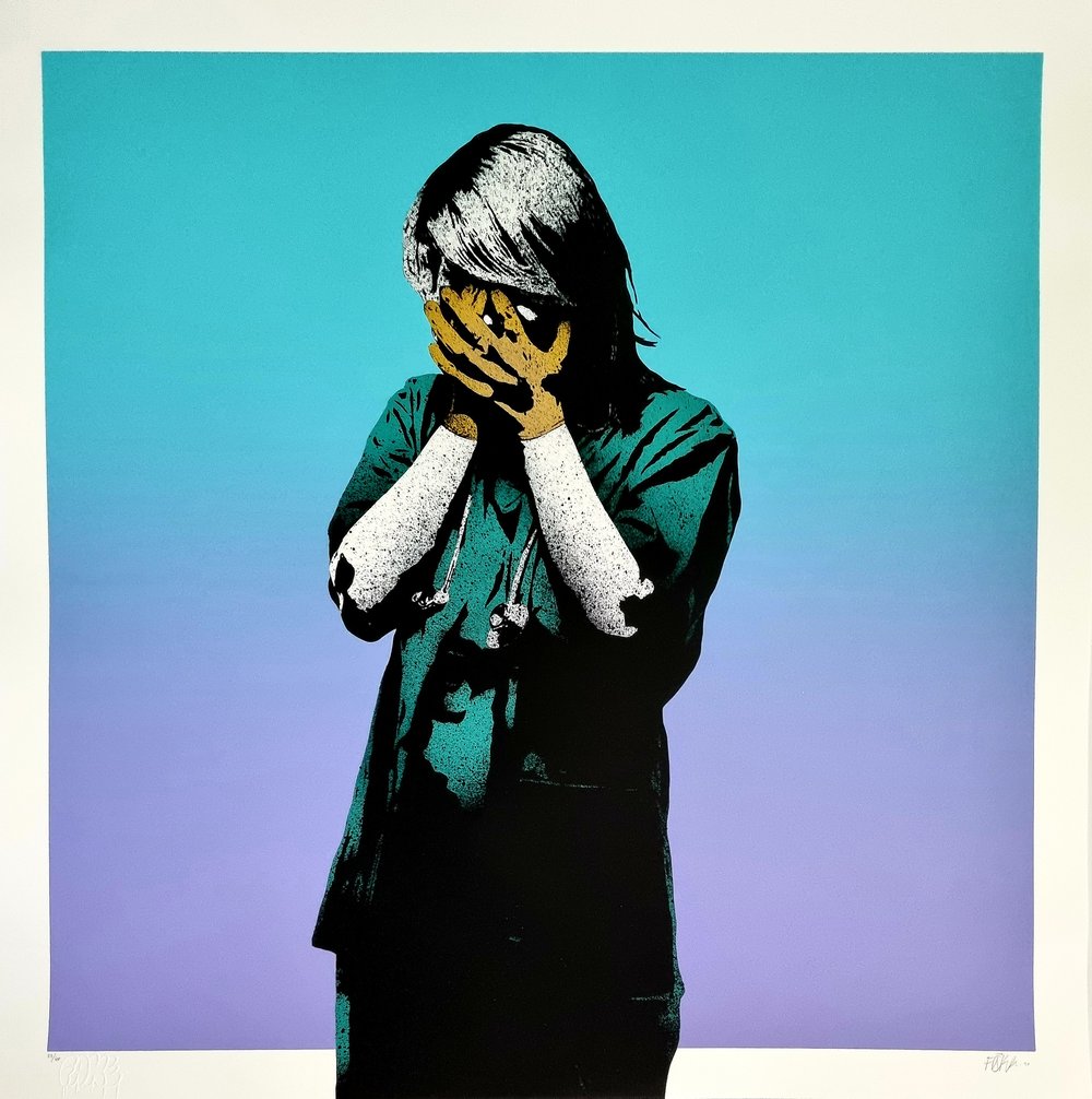 FAKE "CODE BLACK" BLUE LILA  VARIANT - 7 COLOUR SCREENPRINT - LTD ED 40 - 70CM X 70CM