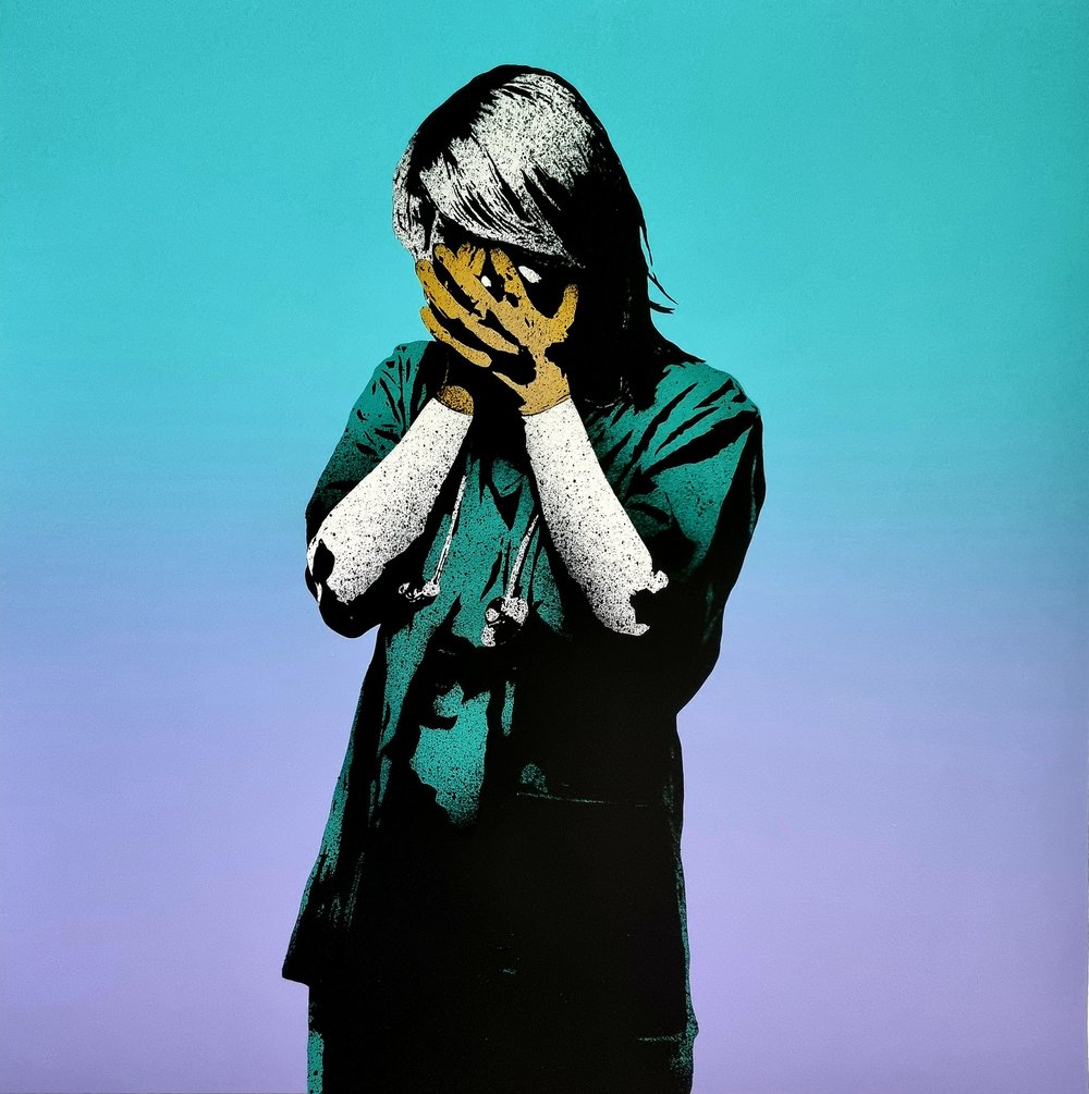 FAKE "CODE BLACK" BLUE LILA VARIANT - 7 COLOUR SCREENPRINT - LTD ED 40 - 70CM X 70CM