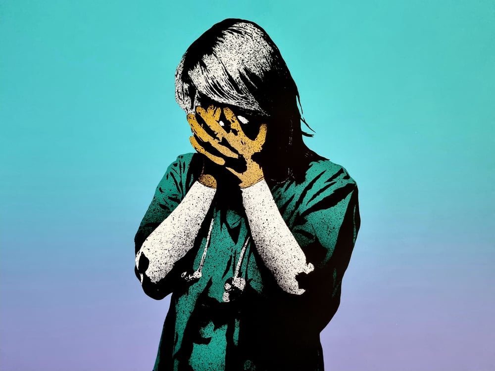 FAKE "CODE BLACK" BLUE LILA VARIANT - 7 COLOUR SCREENPRINT - LTD ED 40 - 70CM X 70CM