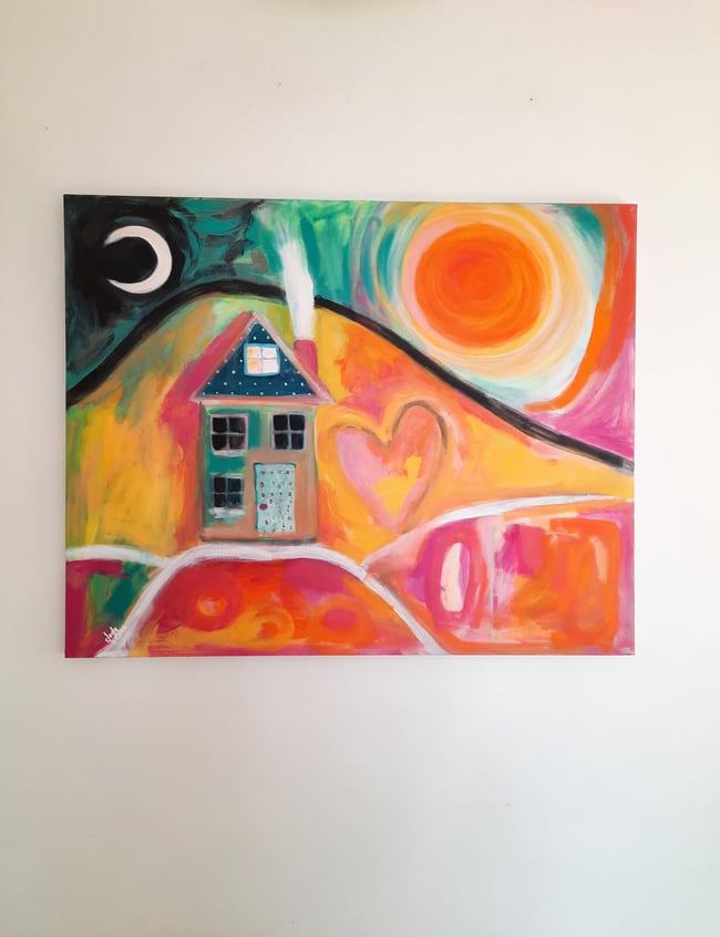 Cozy at home. Original canvas painting