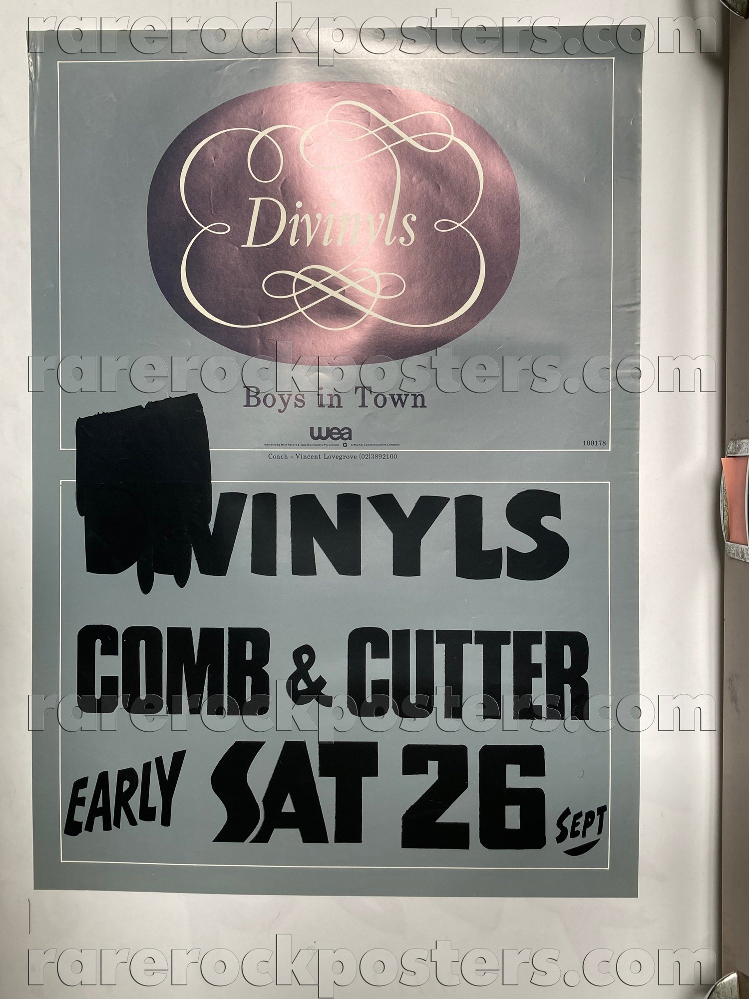 DIVINYLS ~ BOYS IN TOWN ~ ORIGINAL 1981 AUSTRALIAN GIG POSTER ~ COMB & CUTTER ~ SYDNEY