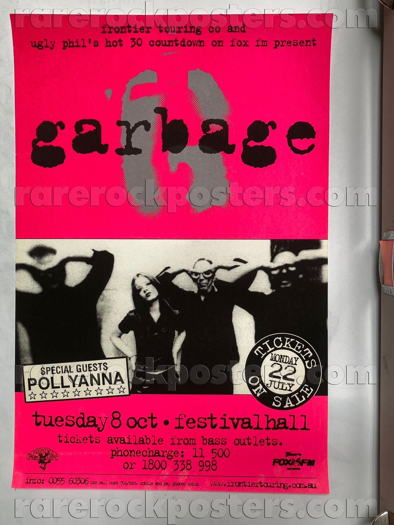 GARBAGE / POLLYANNA ~ ORIGINAL 1996 AUSTRALIAN GIG POSTER ~ MELB