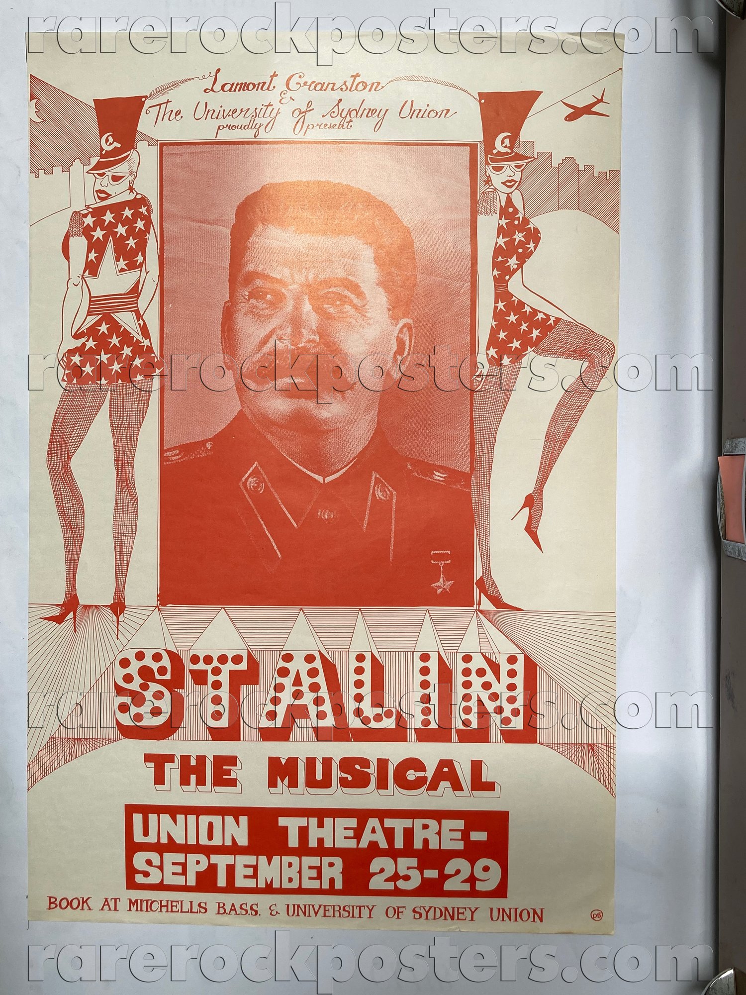 STALIN THE MUSICAL ~ ORIGINAL c.1979 AUSTRALIAN THEATRE POSTER ~ SYDNEY UNI ~ DEBBIE BAER ART