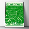 G40 3RE Glasgow Celtic FC Map Art Prints (A3 & A4)