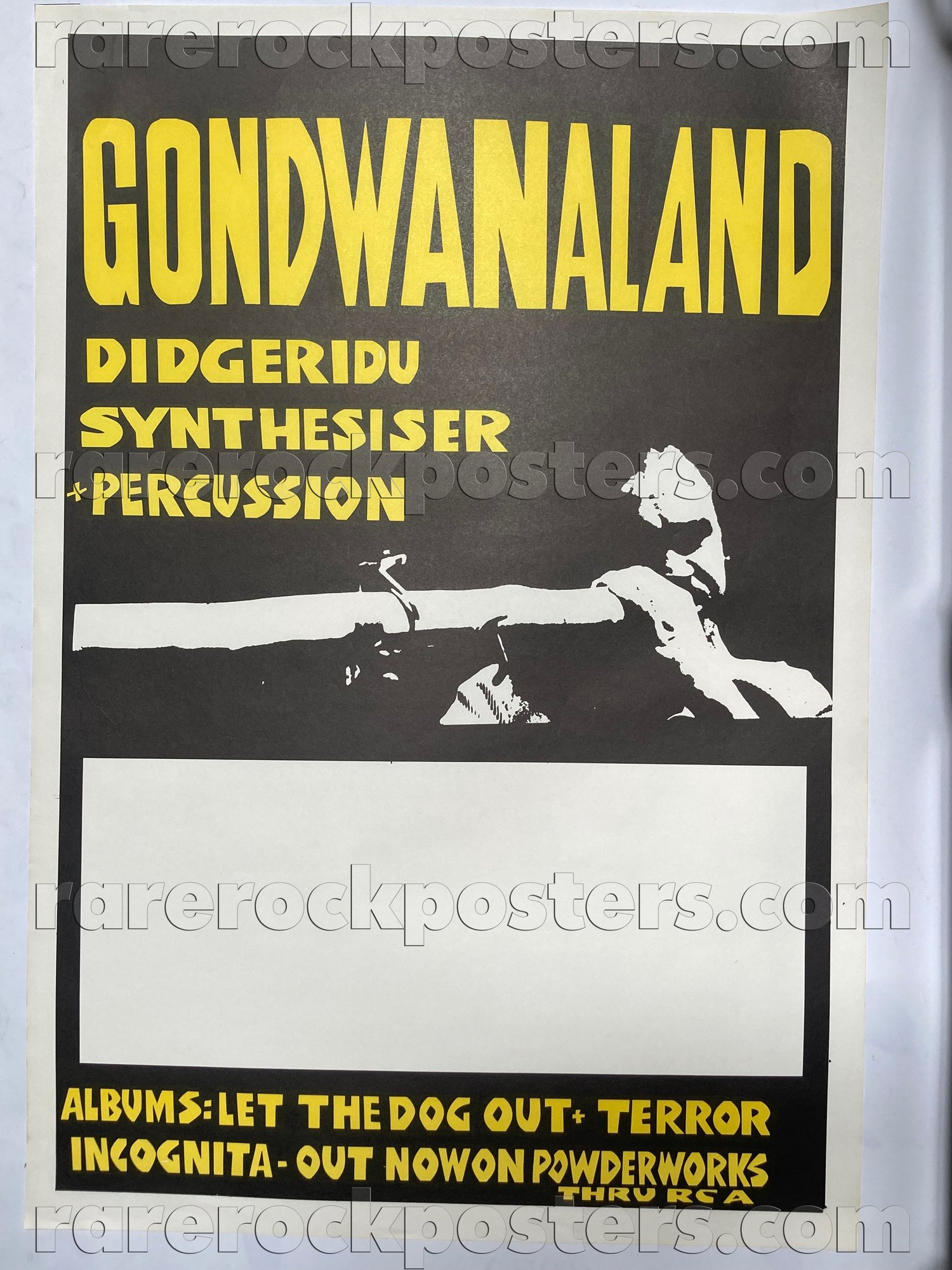 GONDWANALAND ~ LET THE DOG OUT / TERRA  INCOGNITA ~ ORIG 1985 AUST GIG BLANK / RECORD PROMO POSTER