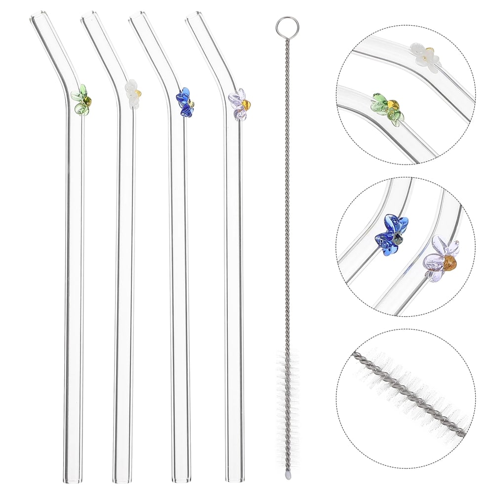 Image of 4 cute Glass butterfly straws