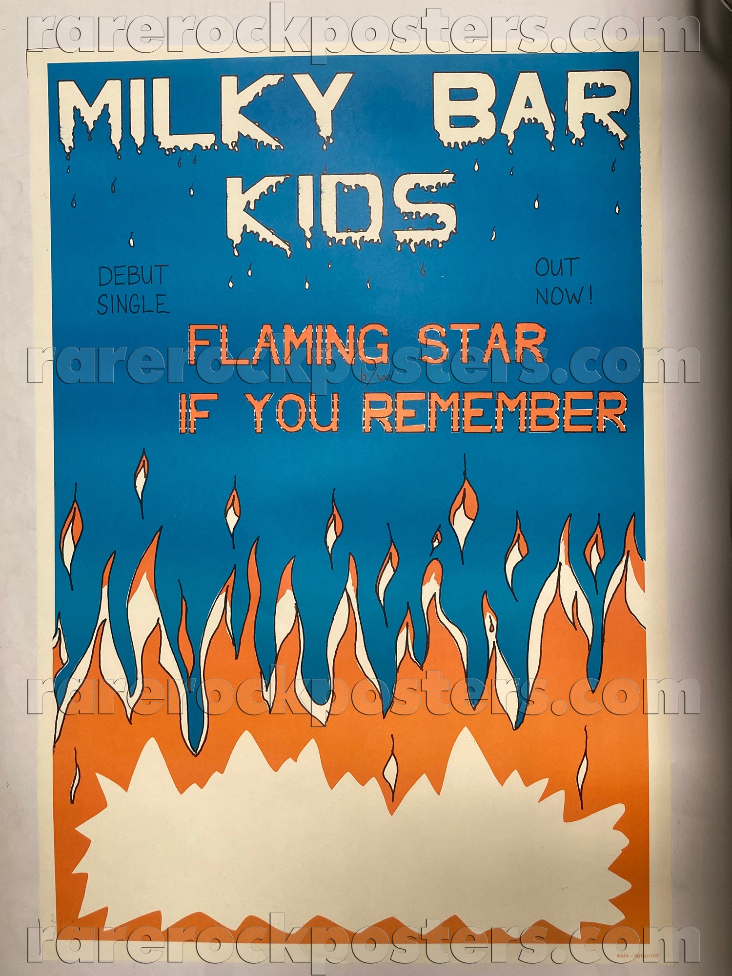 MILKY BAR KIDS ~ FLAMING STAR ~ ORIGINAL 1985 AUSTRALIAN GIG BLANK / RECORD PROMO POSTER