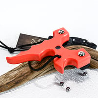 Image 4 of Slingshot, Orange Textured HDPE Catapult, The Twister, Hunters Gift, Right Handed Sling Shot