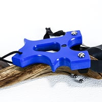 Image 4 of Blue Textured HDPE Slingshot, The Hooligan, Hunters Gift, Right Handed Shooting Sling Shot