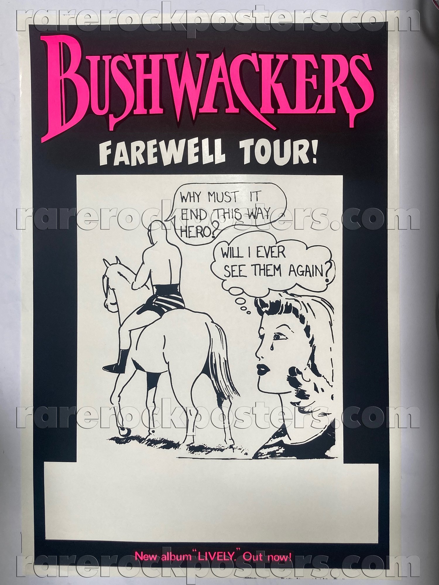 BUSHWACKERS ~ FAREWELL TOUR! / LIVELY ~ ORIGINAL 1984 AUSTRALIAN GIG BLANK / RECORD PROMO POSTER