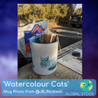 Image 1 of Watercolour Cats Mug - Blue Color Inside