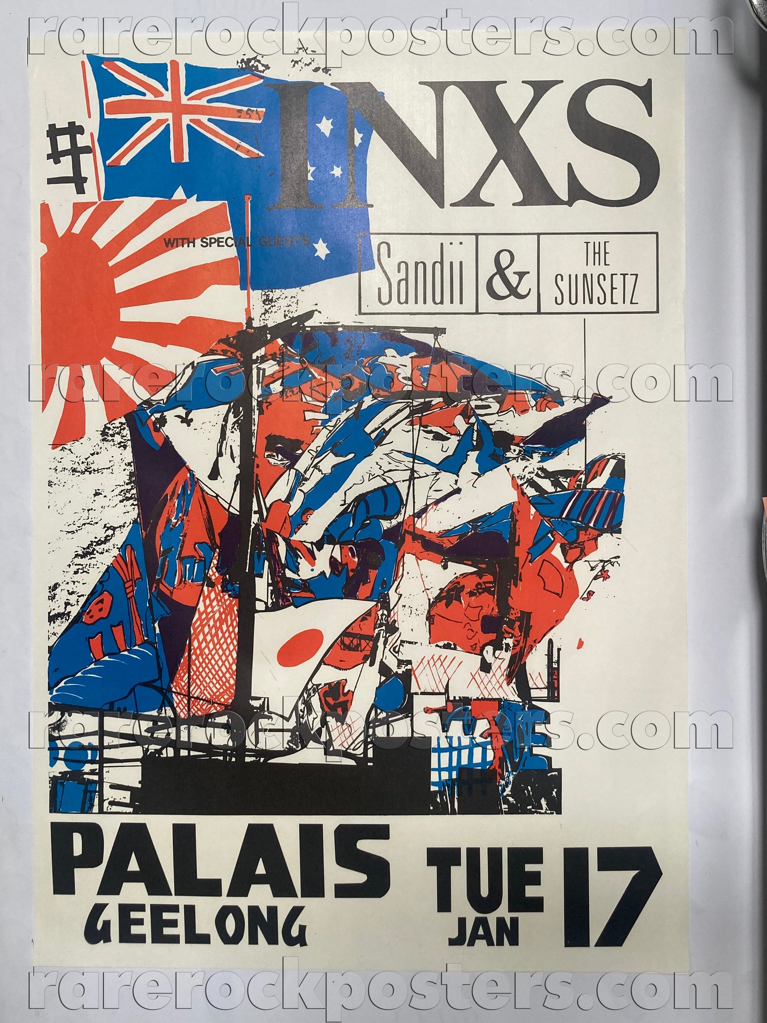 INXS / SANDII & THE SUNSETZ~ ORIGINAL 1984 AUSTRALIAN GIG POSTER ~ PALAIS ~ GEELONG