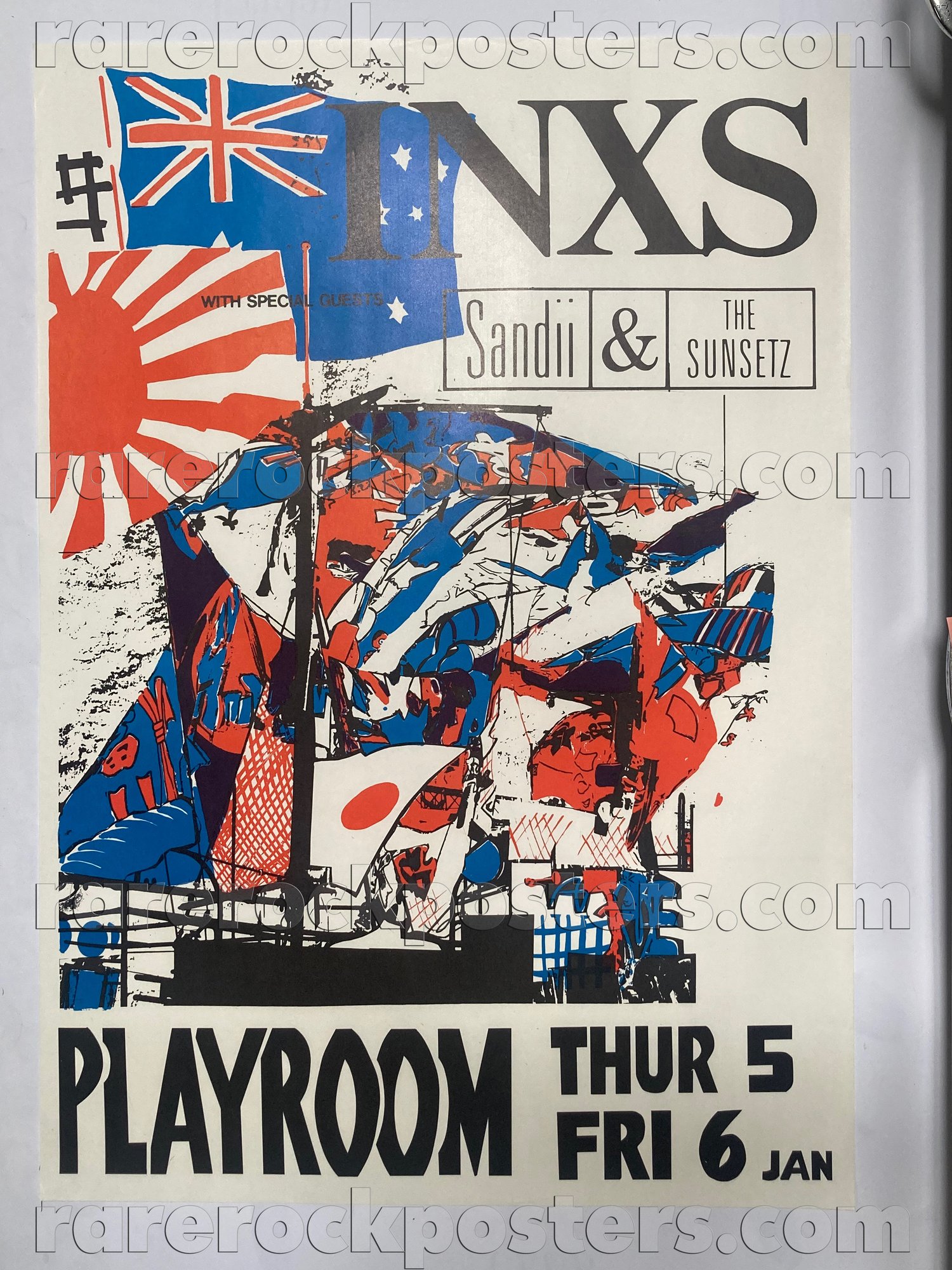 INXS / SANDII & THE SUNSETZ~ ORIGINAL 1984 AUSTRALIAN GIG POSTER ~ PLAYROOM ~ GOLD COAST