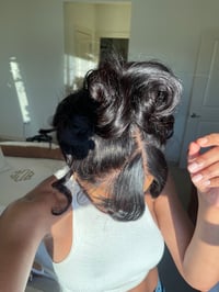 Image 4 of "CURTAIN BANGS" 24 INCH 8x5 GLUELESS HD LACE CLOSURE WIG 