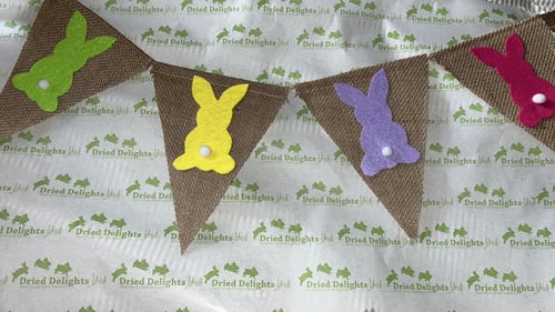 Image of Handmade hessian bunny bunting (customs colours available)