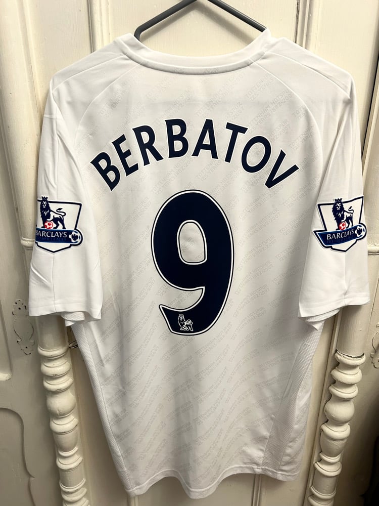 Image of Tottenham Hotspur “BERBATOV 9” 2007/08 Home Shirt + PL patches (L)