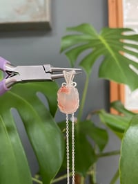 Image 4 of Silver Flower Agate Round Rectangle Crystal Necklace