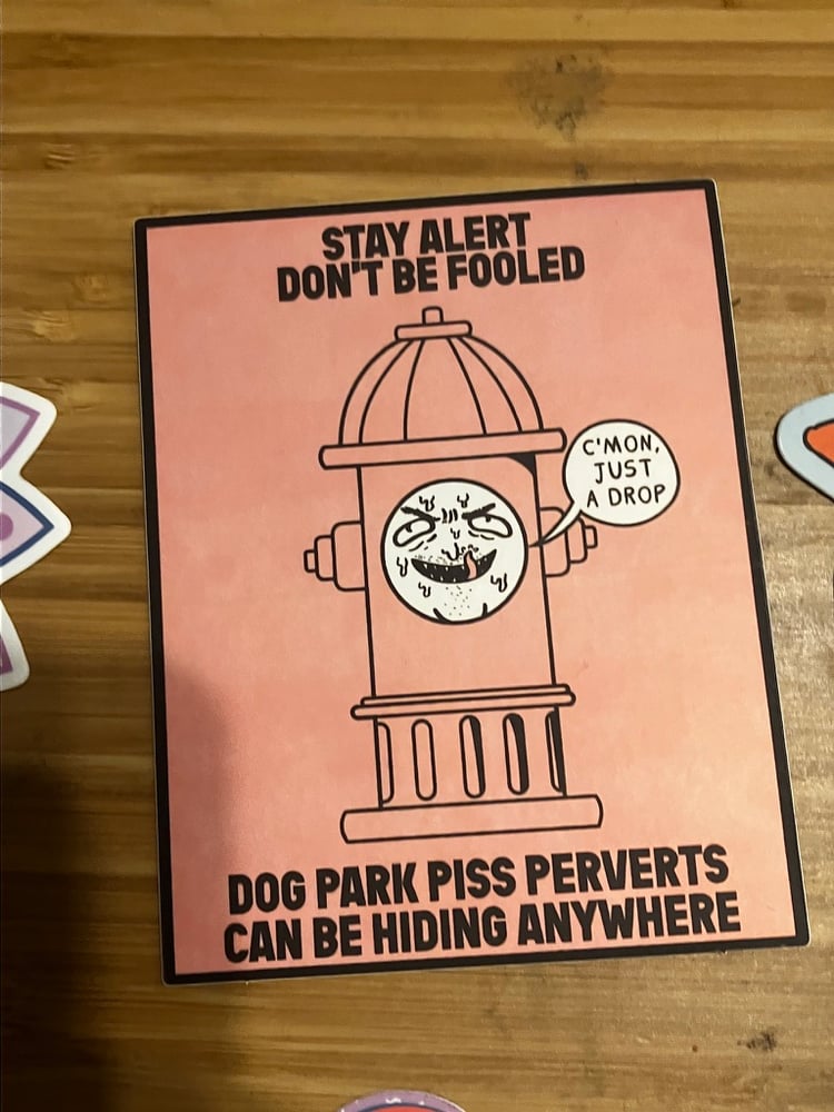 Image of dog park piss pervert sticker