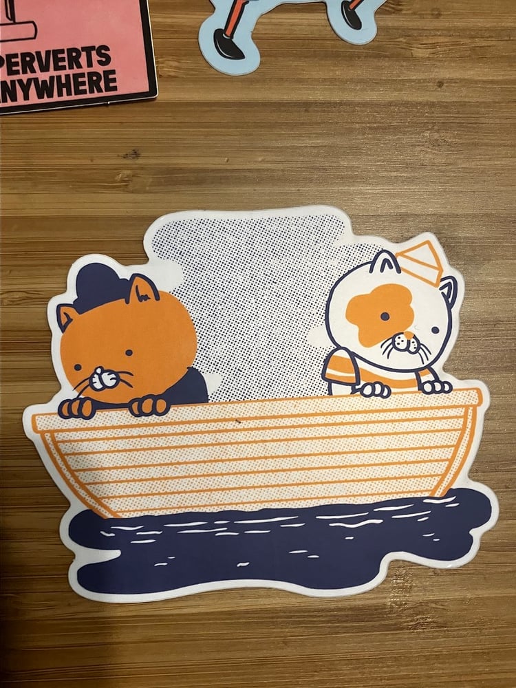 Image of Cat Boat Sticker