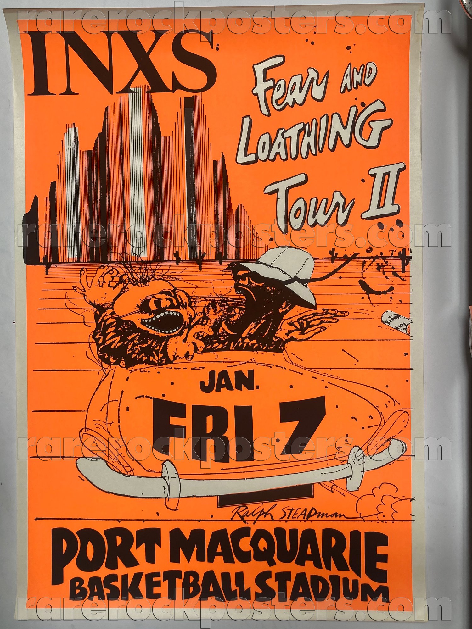 INXS ~ FEAR & LOATHING II ~ ORIGINAL 1983 AUSTRALIAN GIG POSTER ~ PORT MACQUARIE / NSW