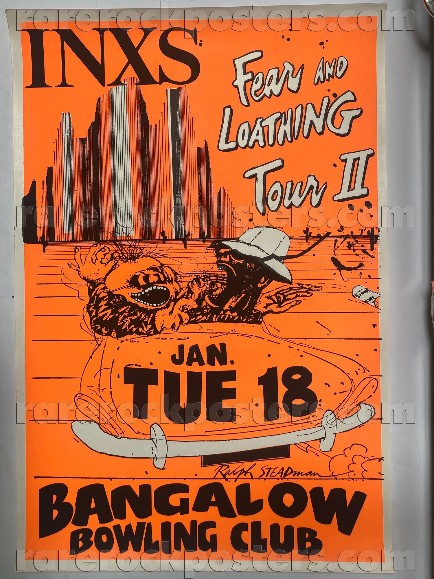 INXS ~ FEAR & LOATHING II ~ ORIGINAL 1983 AUSTRALIAN GIG POSTER ~ BANGALOW / NSW