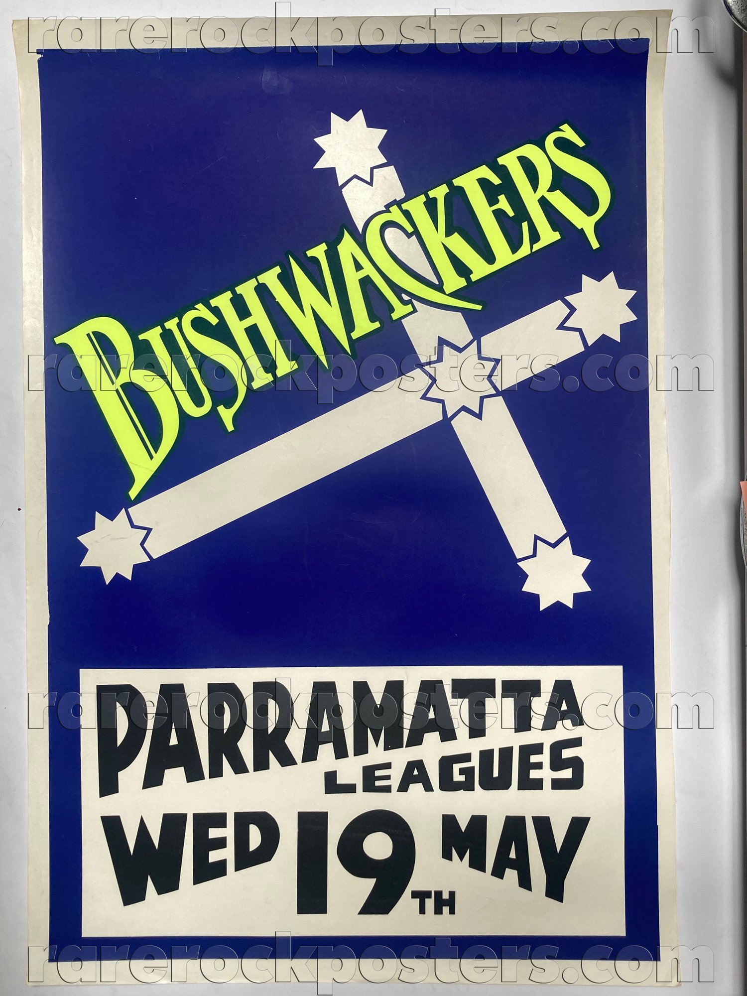 BUSHWACKERS ~ ORIGINAL 1982 AUSTRALIAN GIG POSTER ~ PARRAMATTA LEAGUES