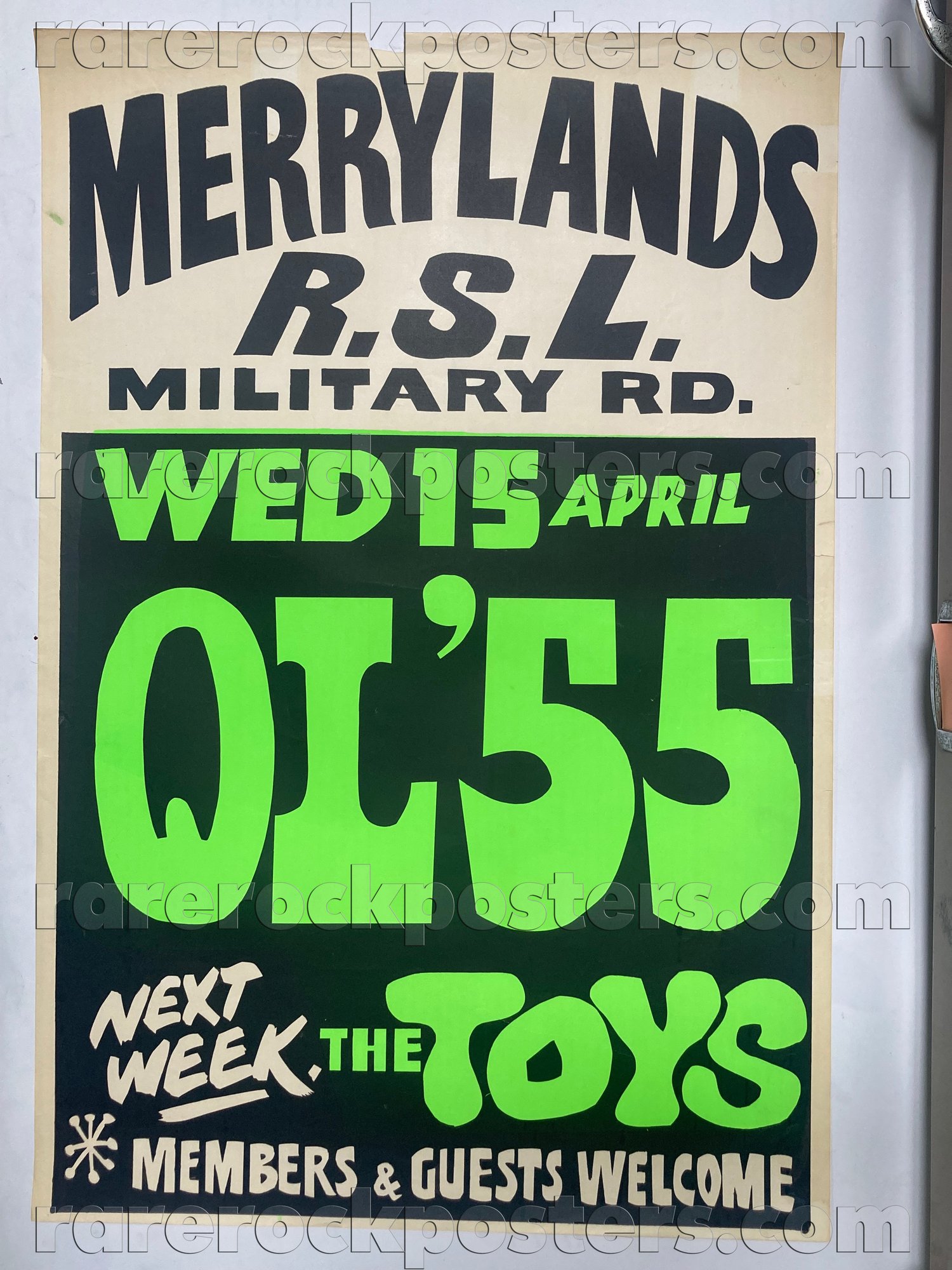 OL '55 / THE TOYS~ ORIGINAL 1981 AUSTRALIAN GIG POSTER ~ MERRYLANDS R.S.L ~ SYDNEY