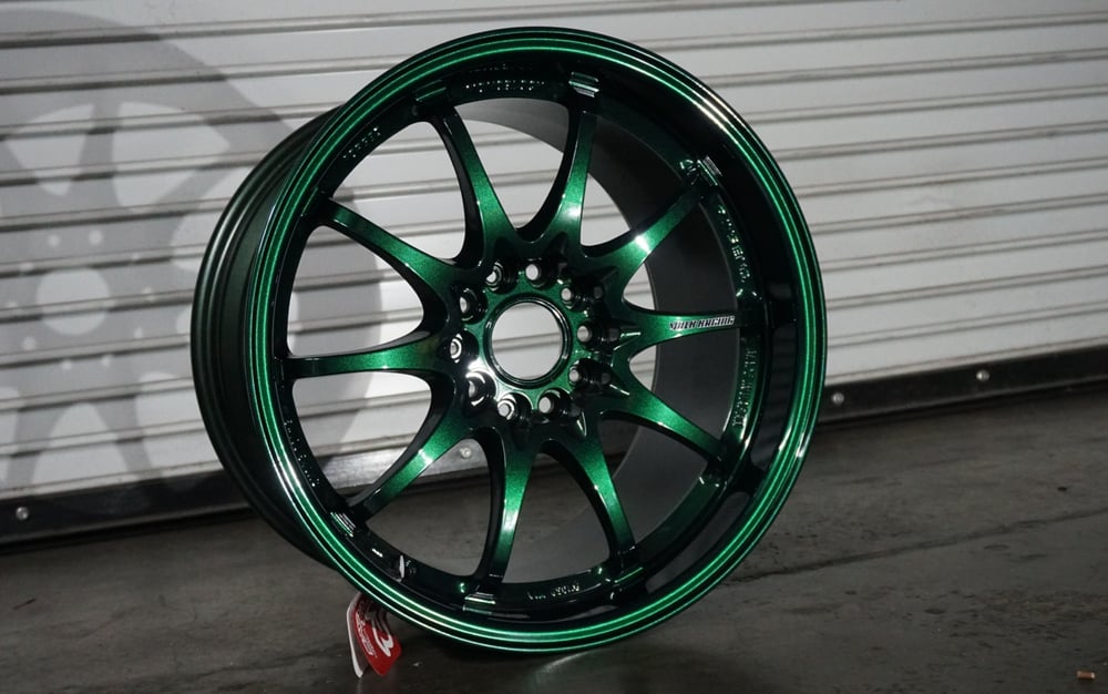 Image of Rays Volk Racing CE28N Racing Green Wheels Set 5X114.3 17X10 +50 Offset Concave Face BBK
