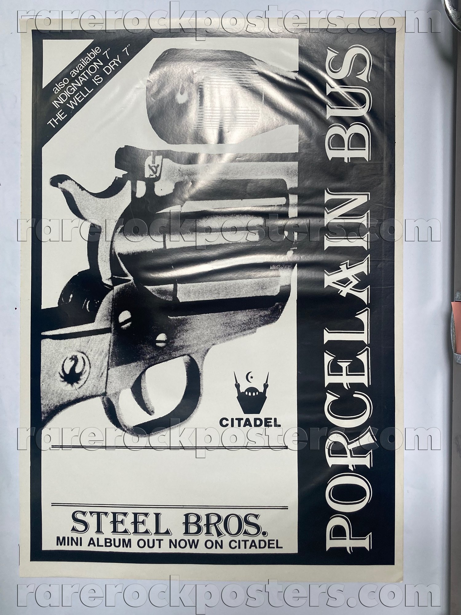 PORCELAIN BUS ~ STEEL BROS ~ ORIG 1987 AUSTRALIAN GIG BLANK / RECORD PROMO POSTER