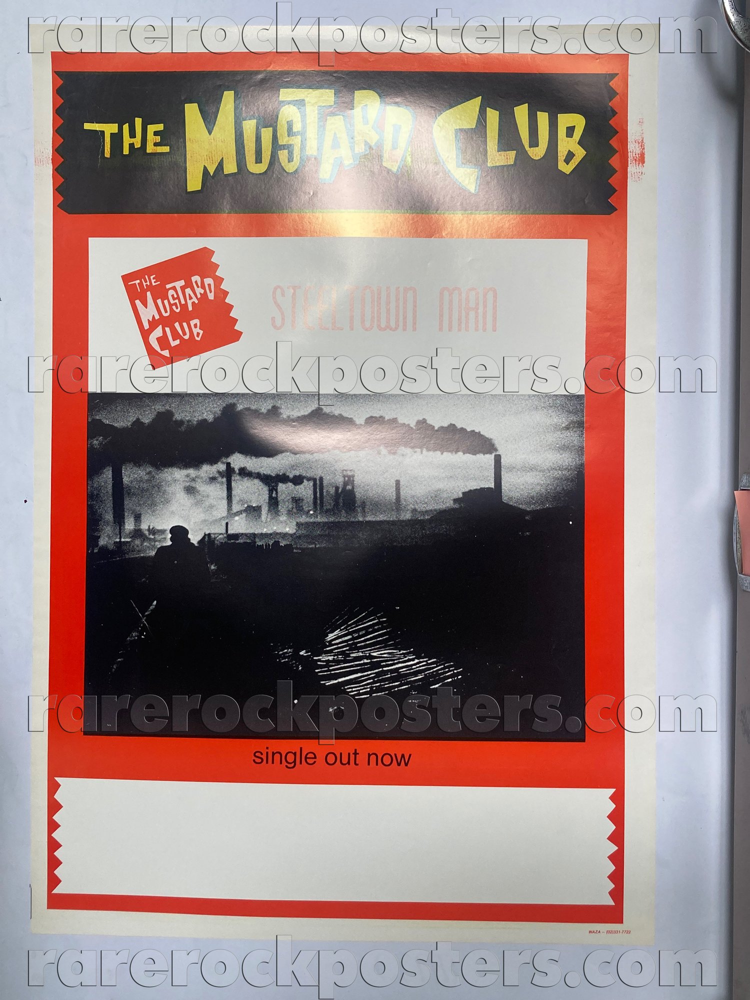 MUSTARD CLUB ~ STEEL TOWN MAN ~ ORIG 1986 AUSTRALIAN GIG BLANK / RECORD PROMO POSTER