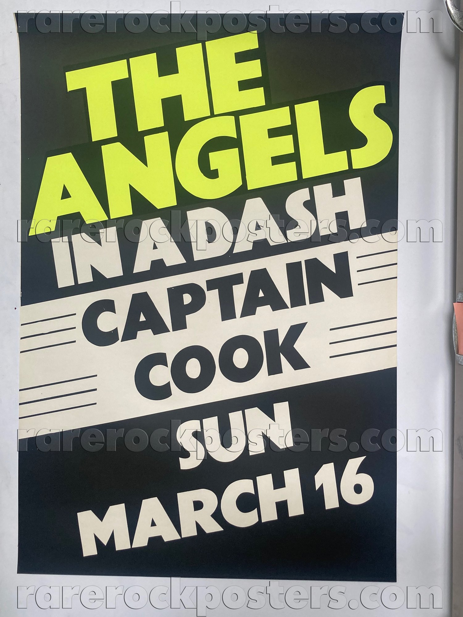 THE ANGELS ~ IN A DASH TOUR ~ ORIGINAL 1980 AUSTRALIAN GIG POSTER ~ CAPTAIN COOK