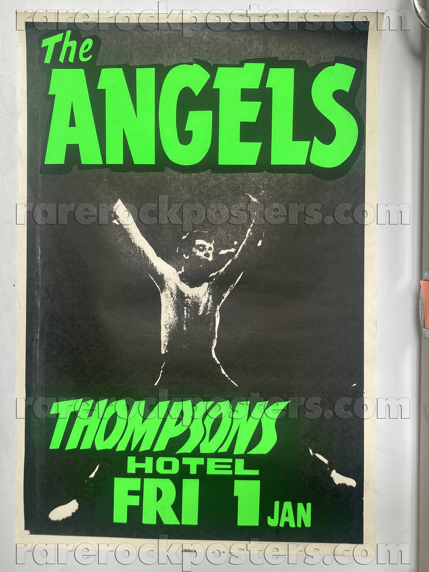 THE ANGELS ~ NIGHT ATTACK ~ ORIGINAL 1982 AUSTRALIAN TOUR GIG POSTER ~ THOMPSONS HOTEL