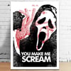 Scream Scary Movie Killer - 5 x 7 Letterpress Style Horror Movie Art Print - Valentine's Day
