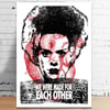Bride of Frankenstein Universal Monsters - 5 x 7 Letterpress Style Horror Movie Art Print - Valentin