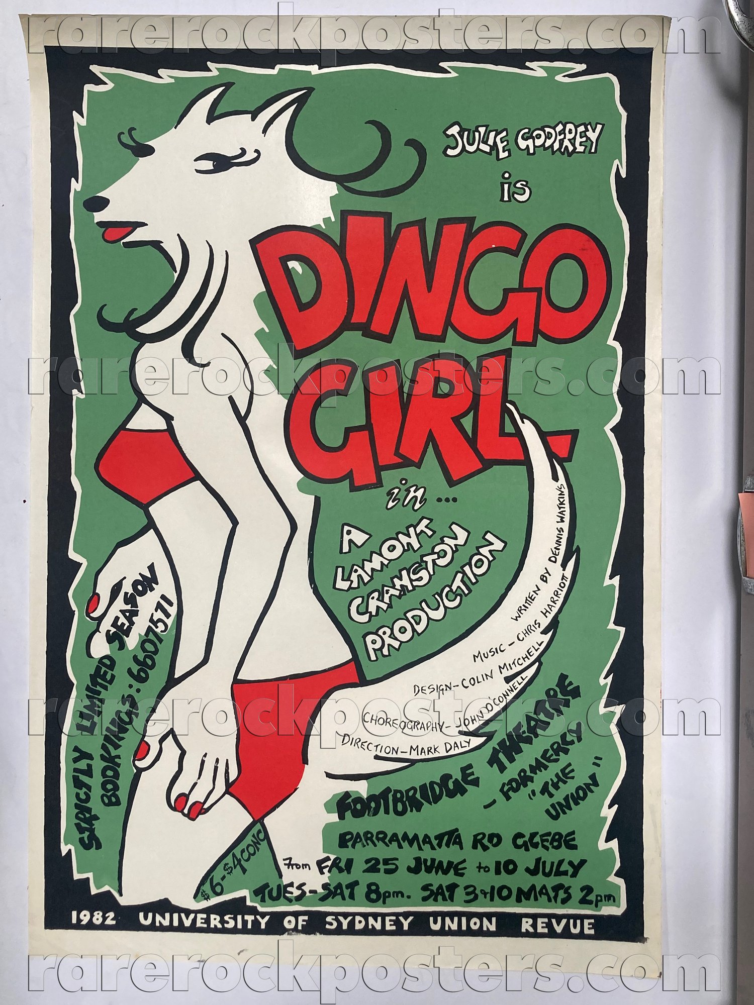 DINGO GIRL ~ ORIGINAL 1982 AUSTRALIAN THEATRE POSTER ~ SYDNEY UNI ~ JULIE GODREY