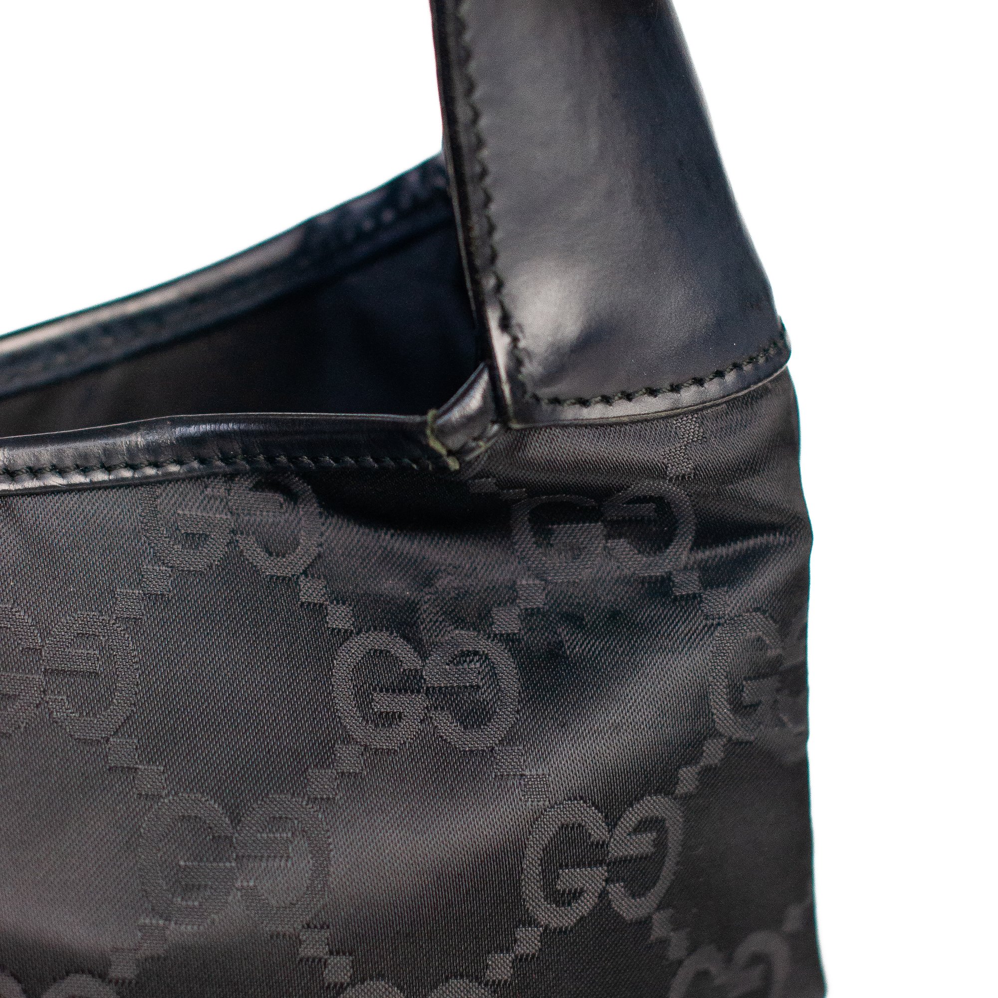 Image of Gucci by Tom Ford Jackie Black Monogram Satin Shoulder Bag