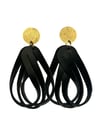 BLACK TWISTED FAUX LEATHER EARRING