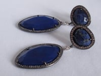 Image 2 of Kate Middleton Princess of Wales Inspired Replikate Statement Large Lapis Lazuli Drop Earrings