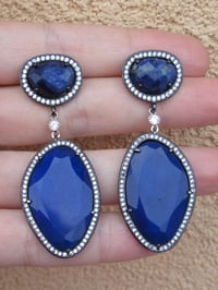 Image 3 of Kate Middleton Princess of Wales Inspired Replikate Statement Large Lapis Lazuli Drop Earrings