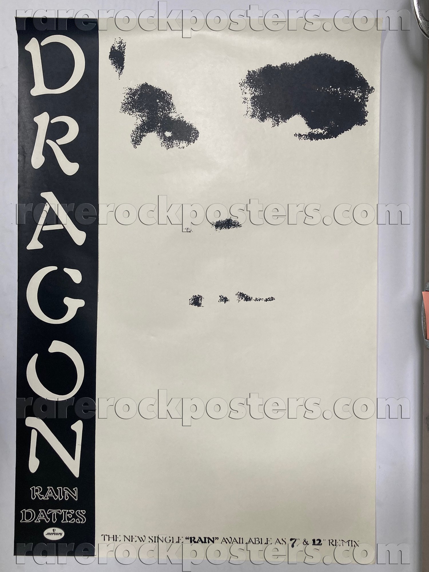 DRAGON ~ RAIN ~ ORIGINAL 1983 AUSTRALIAN GIG BLANK / RECORD PROMO POSTER