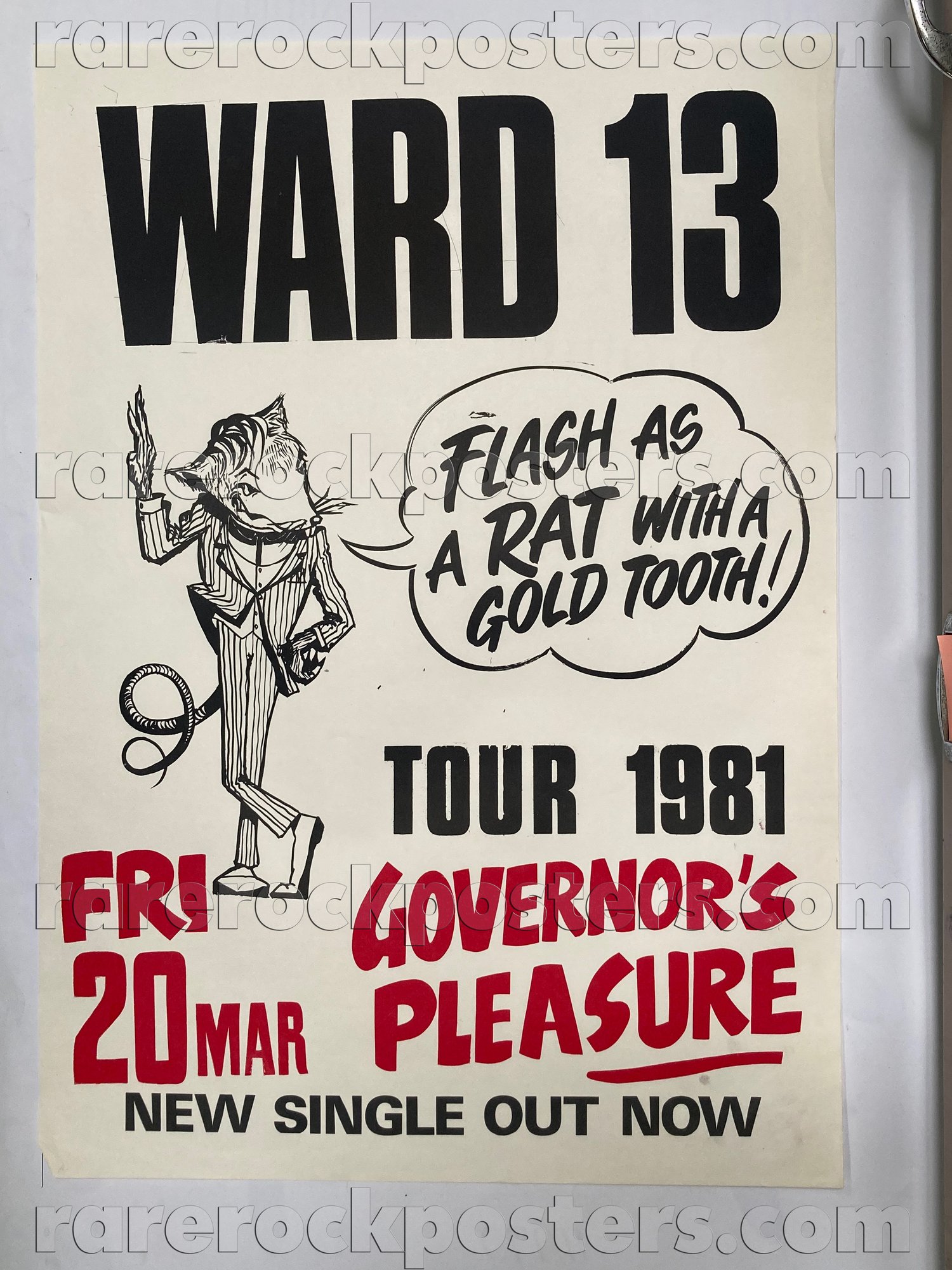 WARD 13 ~ FLASH AS A RAT WITH A GOLD TOOTH! ~ ORIG 1981 AUST GIG POSTER ~ GOVERNOR'S PLEASURE ~ SYD