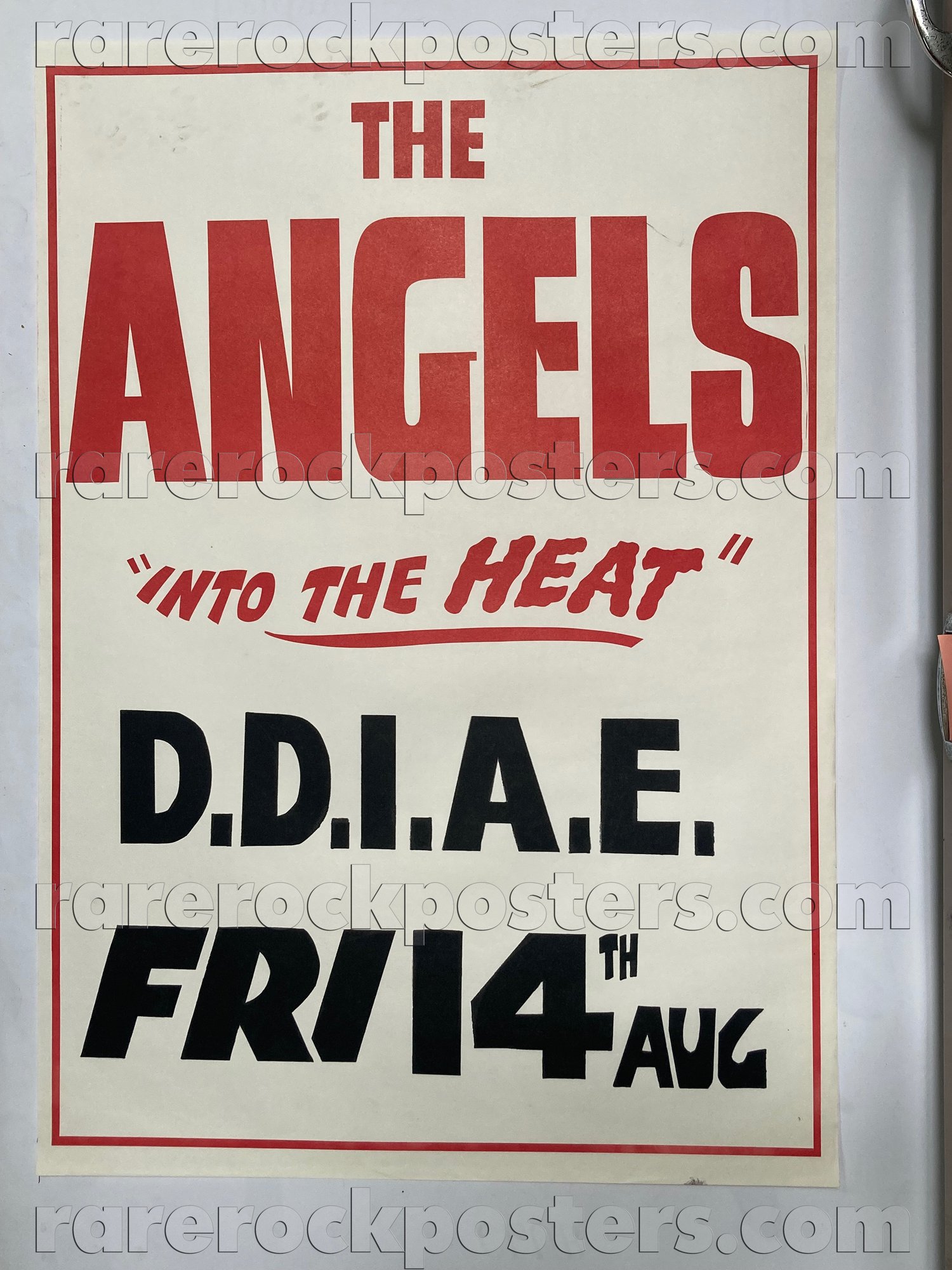 THE ANGELS ~ INTO THE HEAT ~ ORIGINAL 1981 AUSTRALIAN GIG POSTER ~ DARLING DOWNS