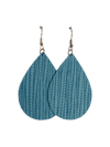 DENIM BLUE TEARDROP LEATHER EARRINGS