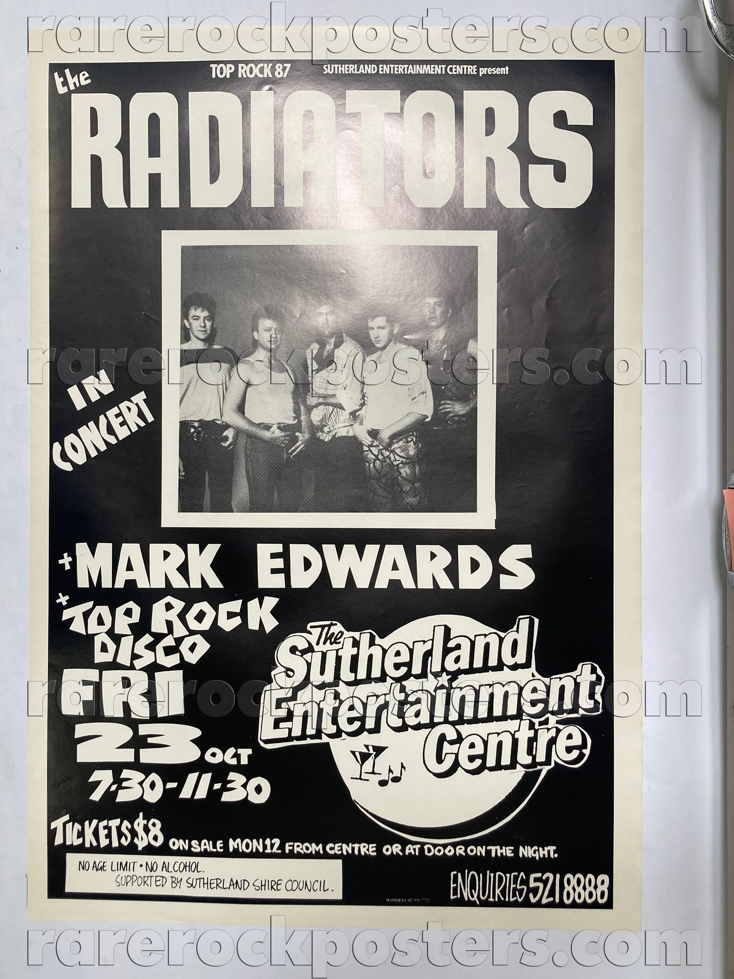 THE RADIATORS / MARK EDWARDS ~ ORIGINAL 1987 AUSTRALIAN GIG POSTER ~ SUTHERLAND