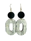 BLACK PINSTRIPE ASHLEY CORK EARRINGS