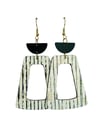 BLACK PINSTRIPE CORINNE CORK EARRINGS