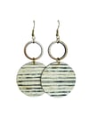 BLACK PINSTRIPE JOCELYN CORK EARRINGS