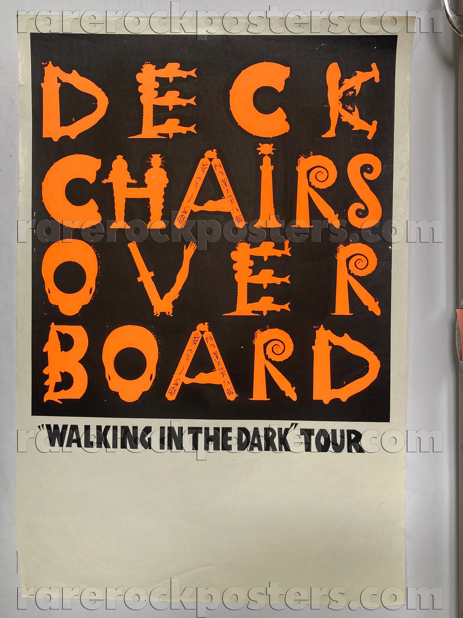 DECKCHAIRS OVERBOARD ~ WALKING IN THE DARK ~ ORIGINAL 1985 AUSTRALIAN GIG TOUR POSTER