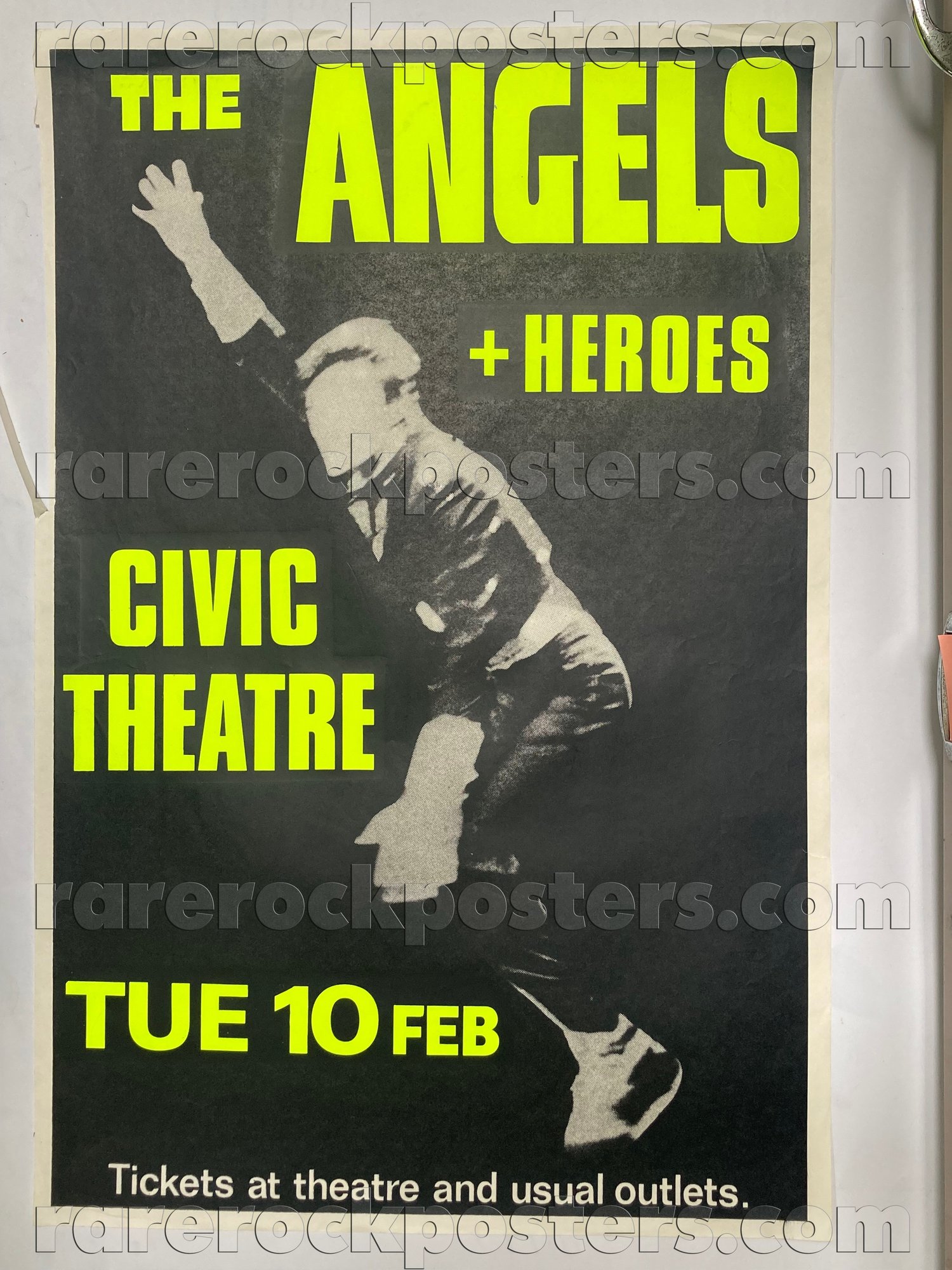 THE ANGELS / HEROES ~ ORIGINAL 1981 AUSTRALIAN GIG POSTER ~ CIVIC THEATRE ~ NEWCASTLE