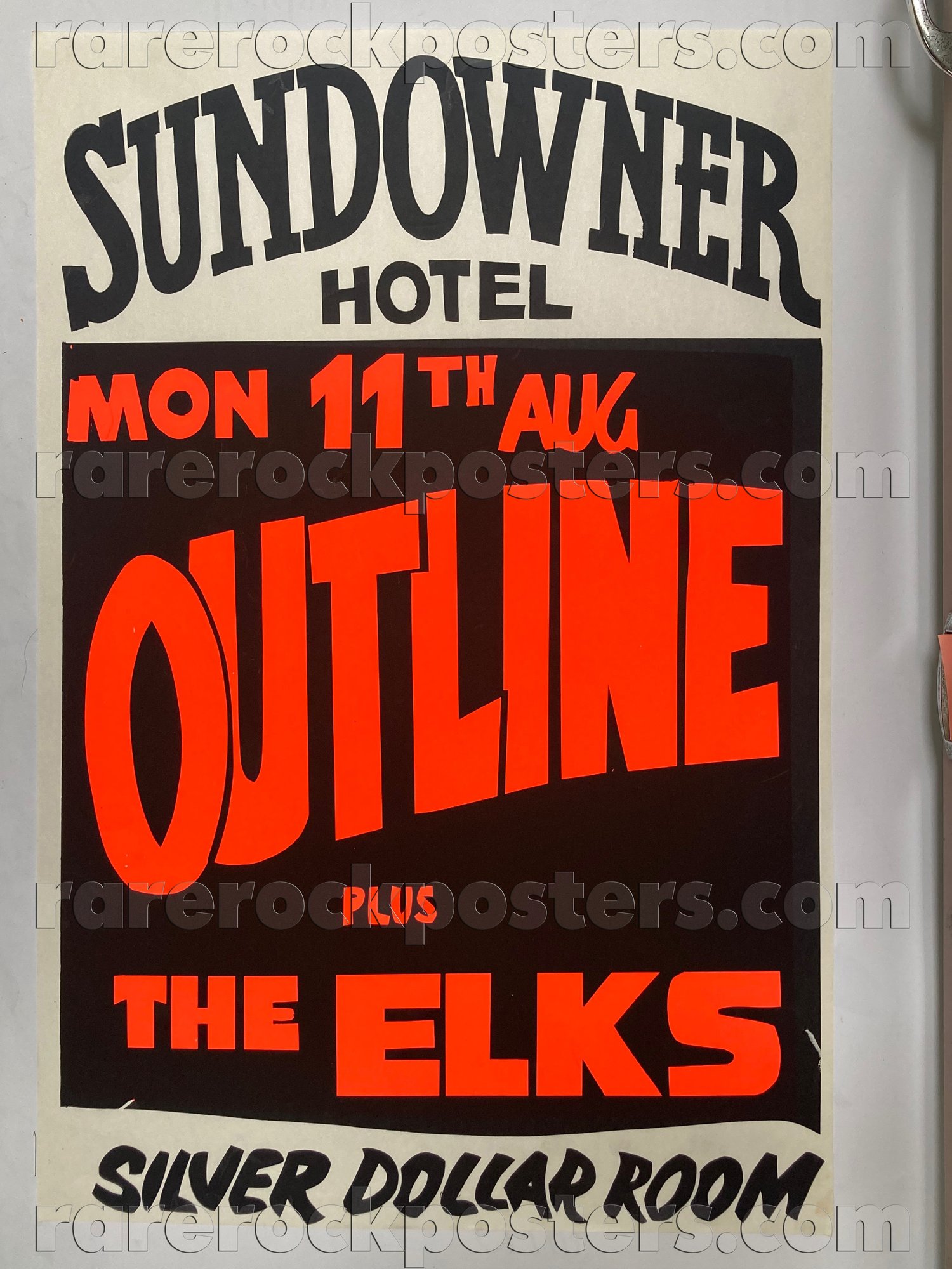 OUTLINE / THE ELKS ~ ORIGINAL 1980 AUSTRALIAN GIG POSTER ~ SUNDOWNER ~ PUNCHBOWL